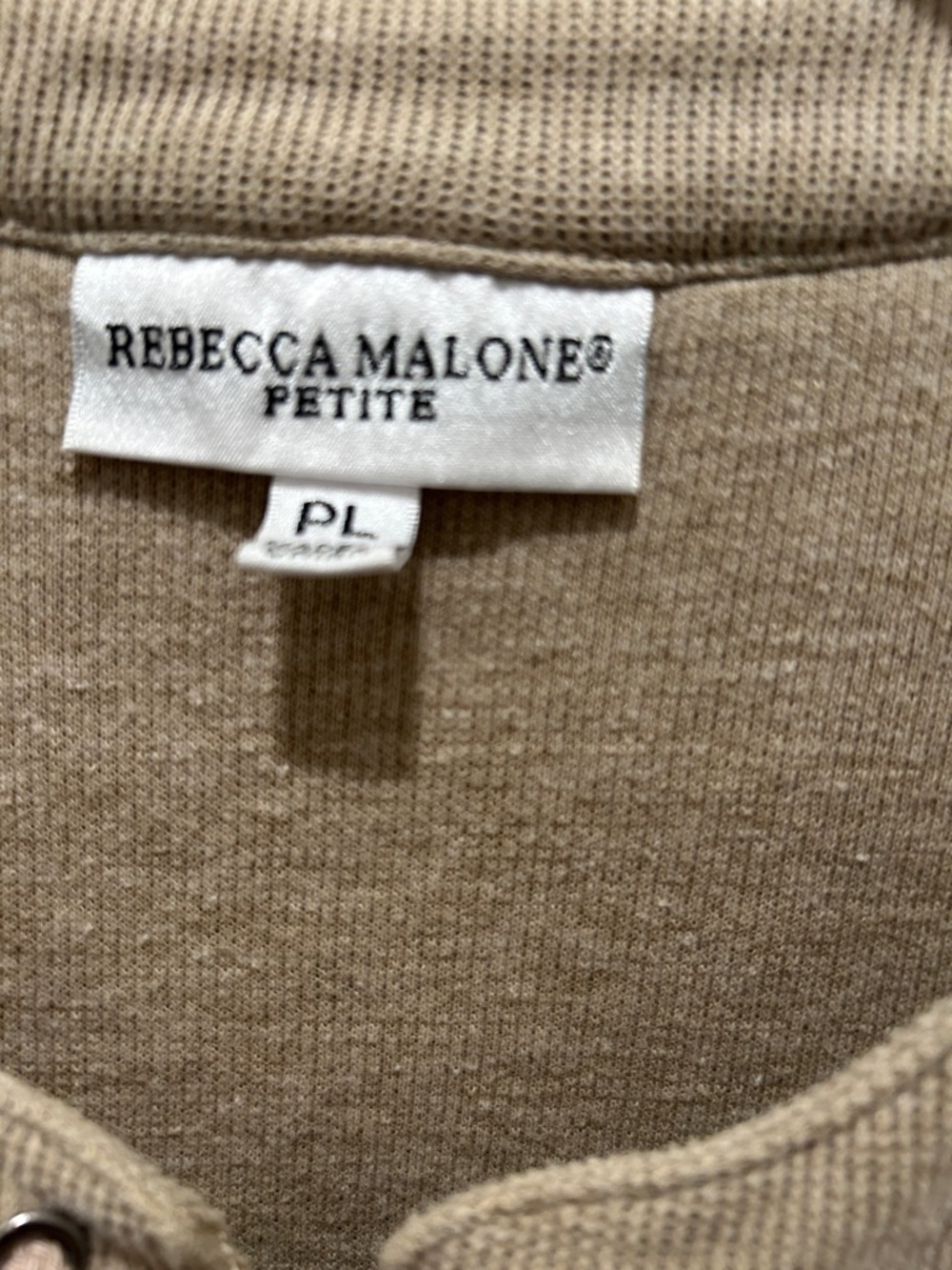 Rebecca Malone Taupe Zip-Up Knit Cardigan - Picture 2 of 3